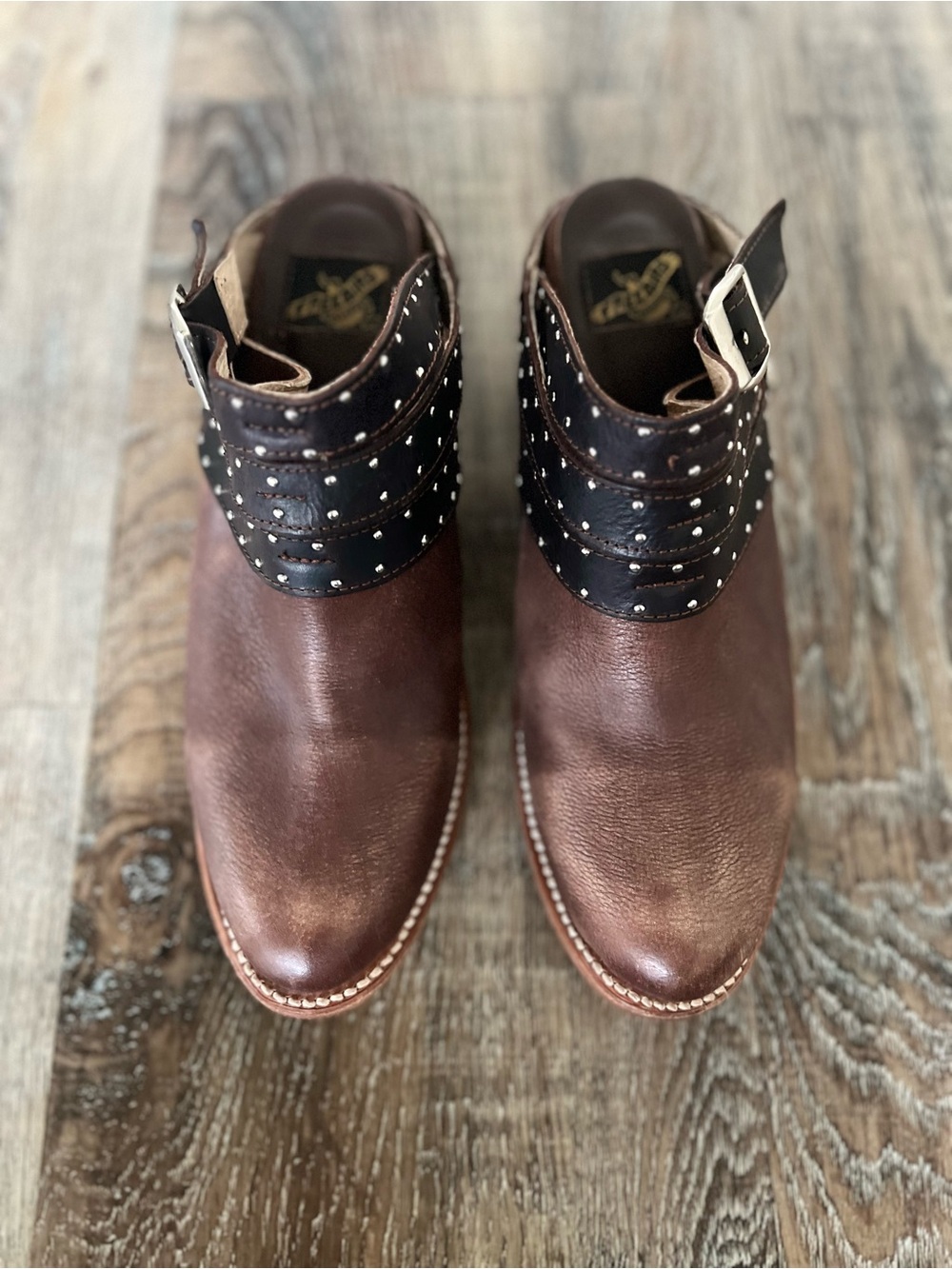 Freebird by Steven Frontier Brown Leather Mule Studded Booties size 9 - Picture 2 of 12